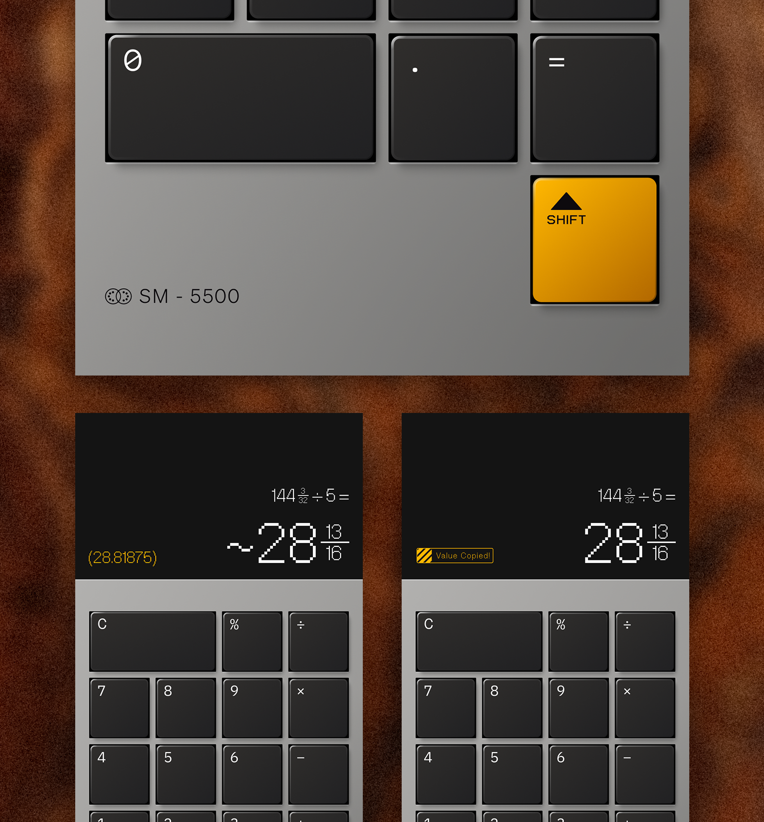 Craft-Calc user interface detail